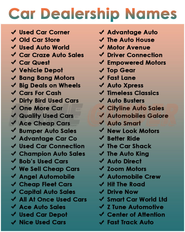 500+ Car Dealership Name Ideas Name Guider