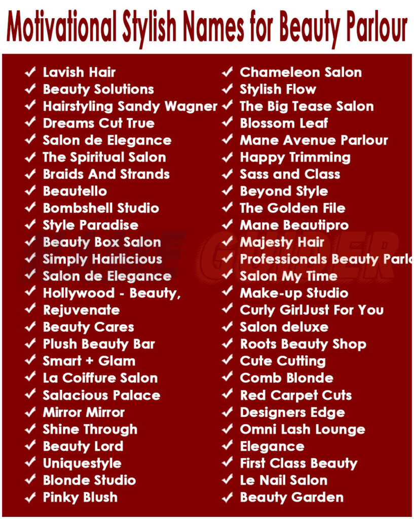 350 Stylish Names For Beauty Parlour Name Guider