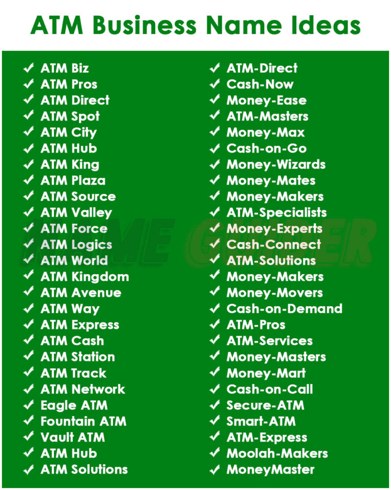 Atm Business Name Ideas