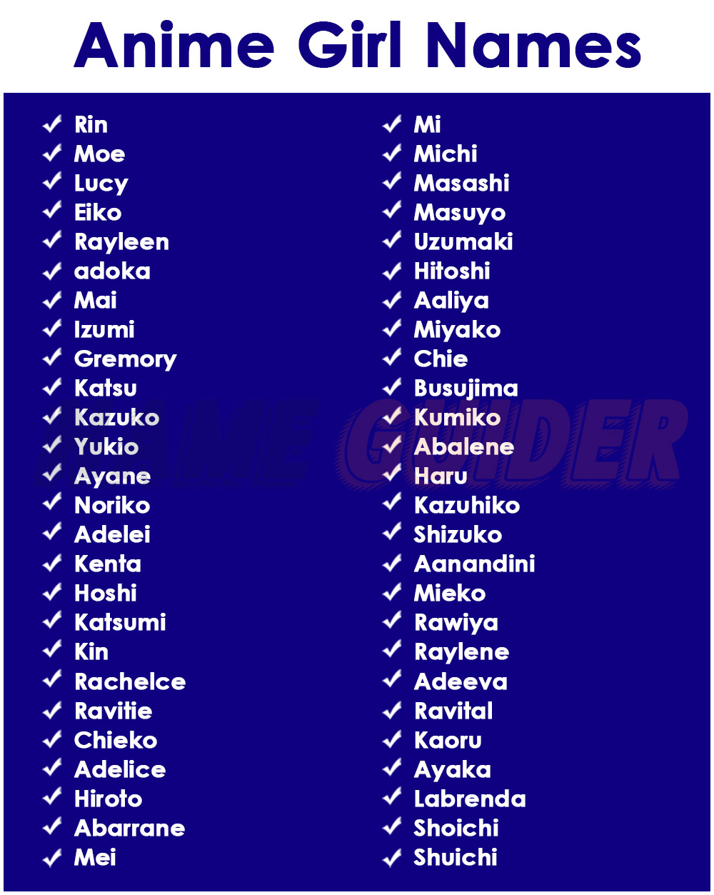 anime girl name list with meaning