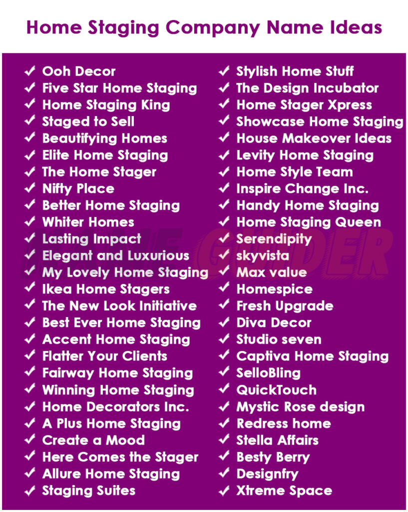 Home Staging Company Names Ideas