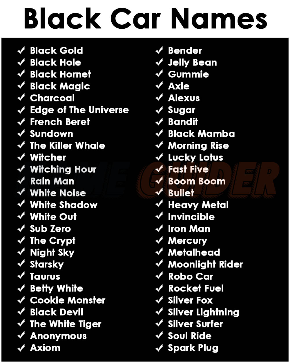 675+ Black Car Names Ideas and Suggestions (2023)