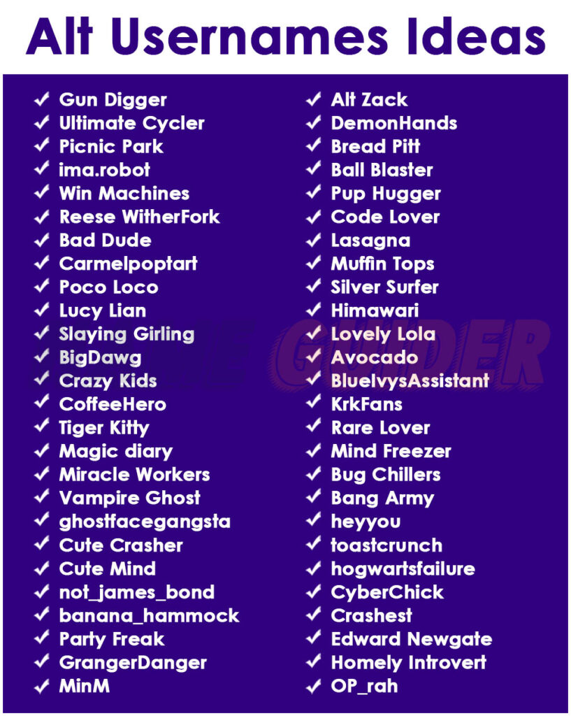 Alt Usernames Ideas