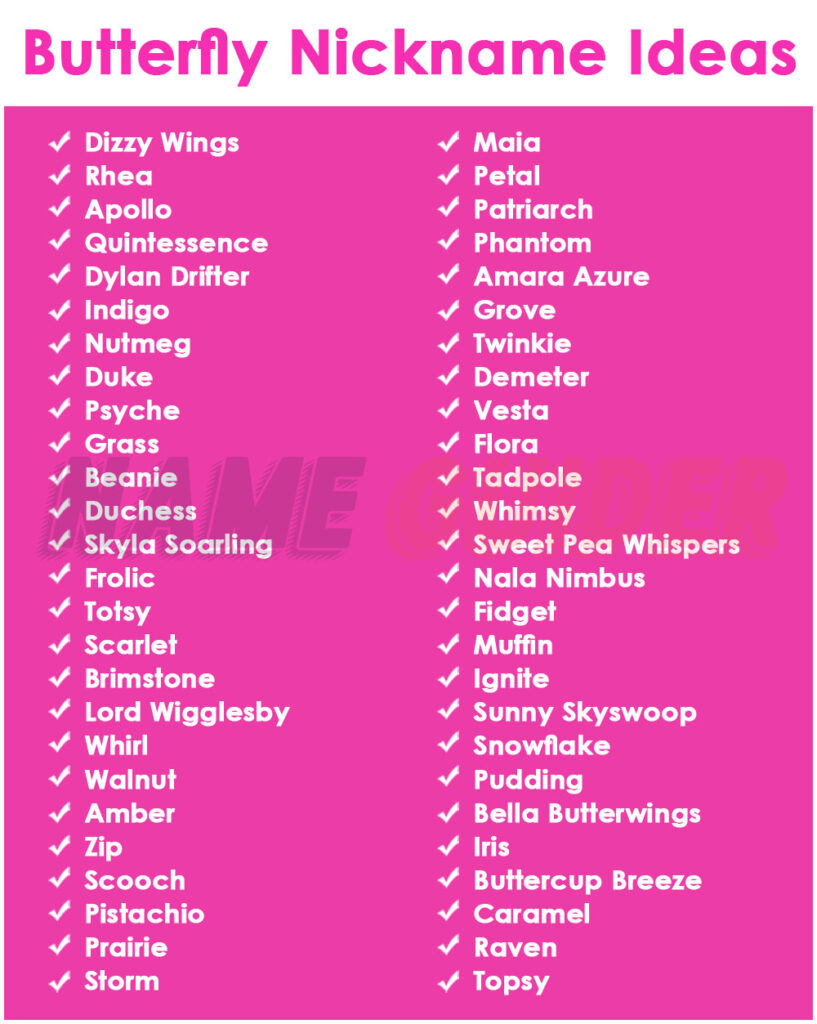 Butterfly Nickname Ideas