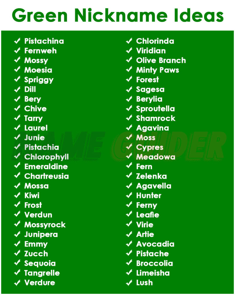 Green Nickname Ideas