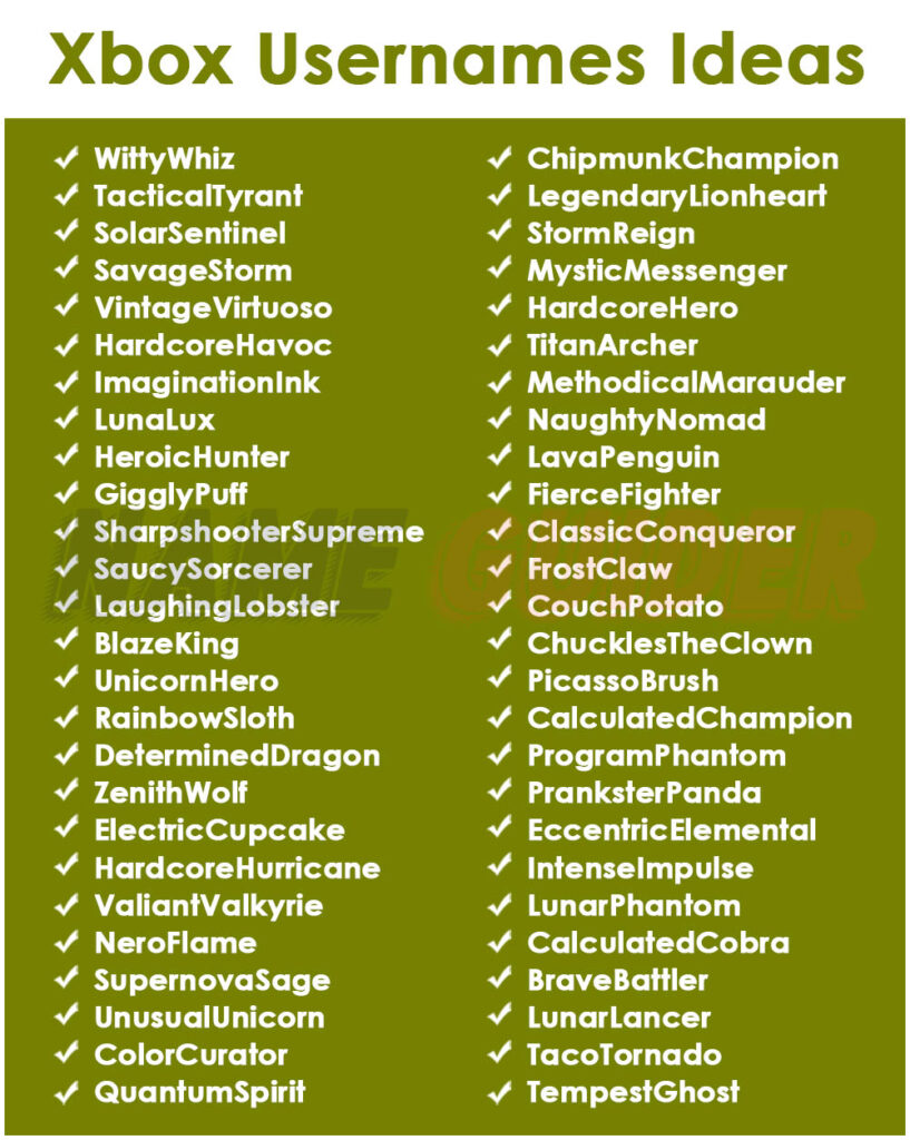 Xbox Usernames Ideas