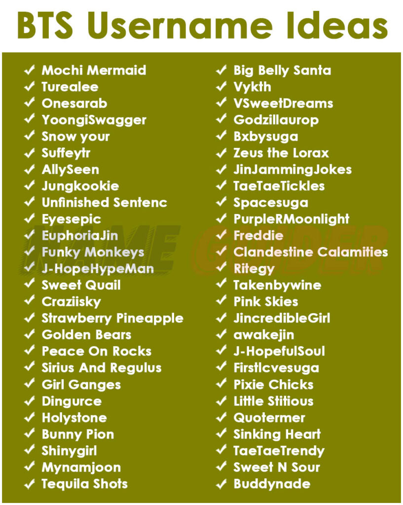BTS Username Ideas