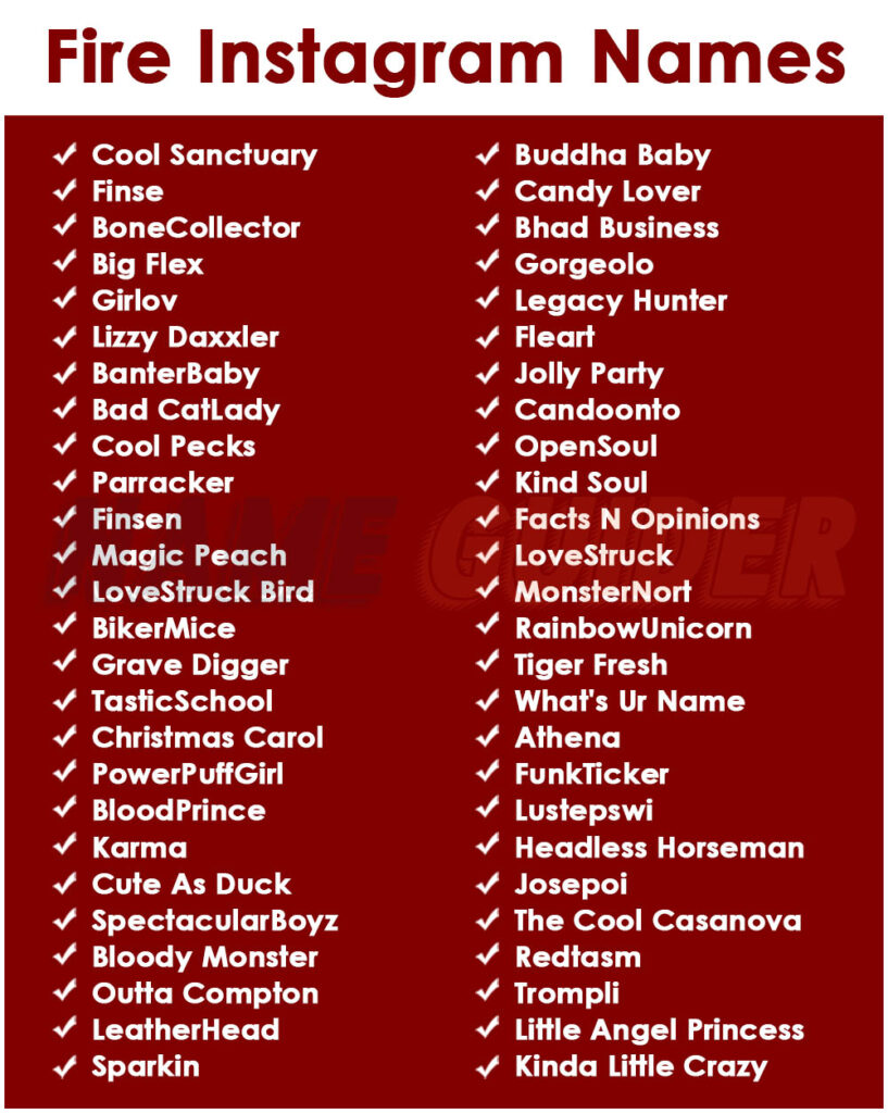 Fire Instagram Names Ideas