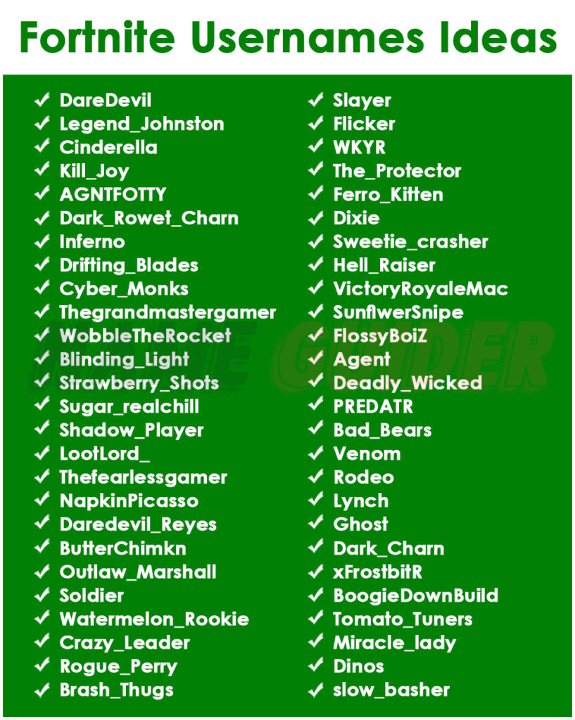 Fortnite Usernames Ideas