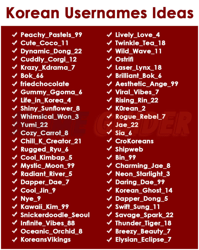 Korean Usernames Ideas