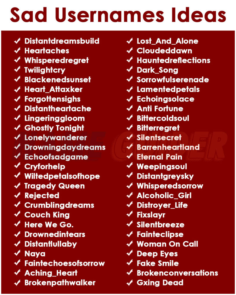 Sad Usernames Ideas