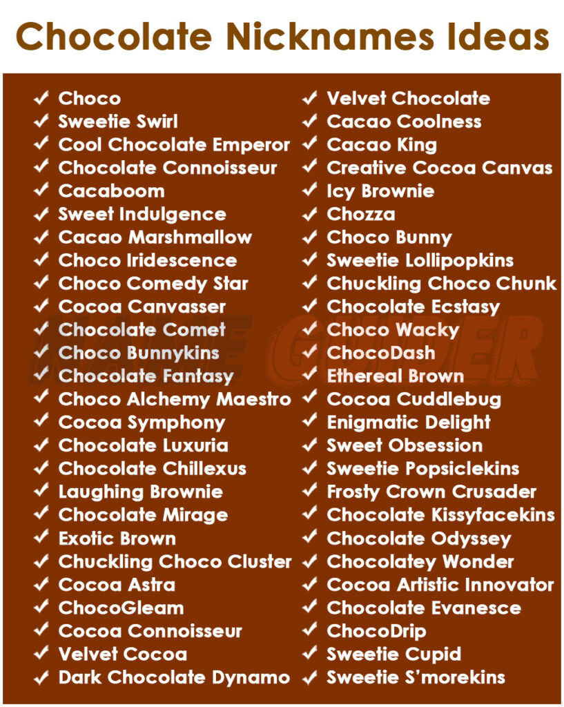 Chocolate Nicknames Ideas